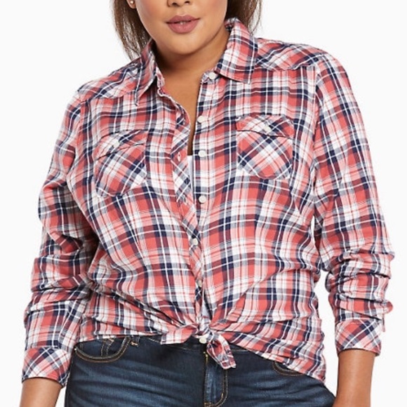 torrid Tops - Torrid Plaid Camp Shirt